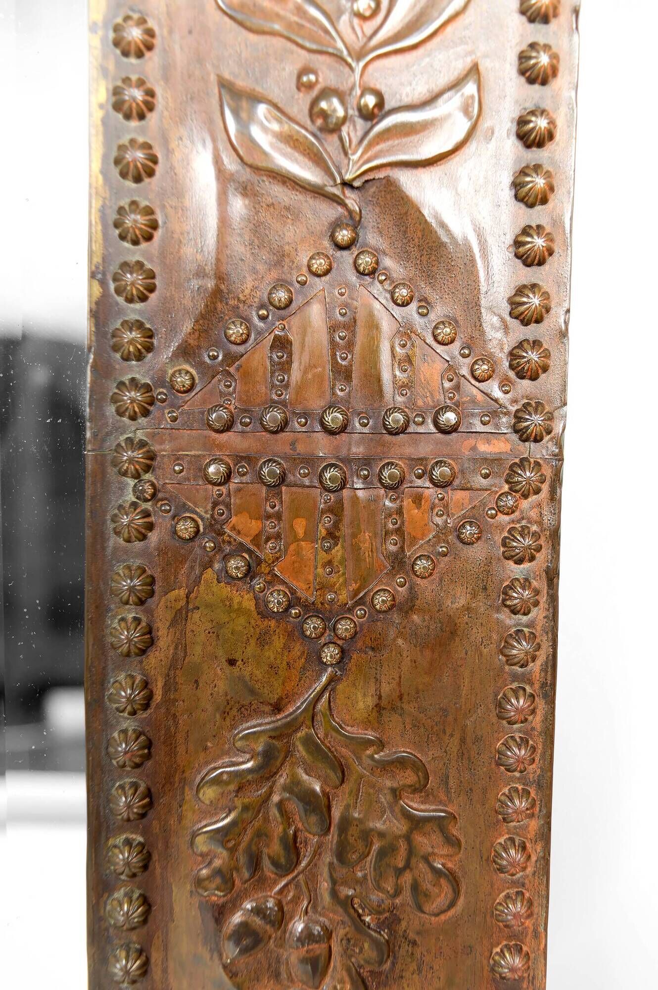 Art Nouveau mirror, "The French Rooster Triumphant over the German Eagle", 1916