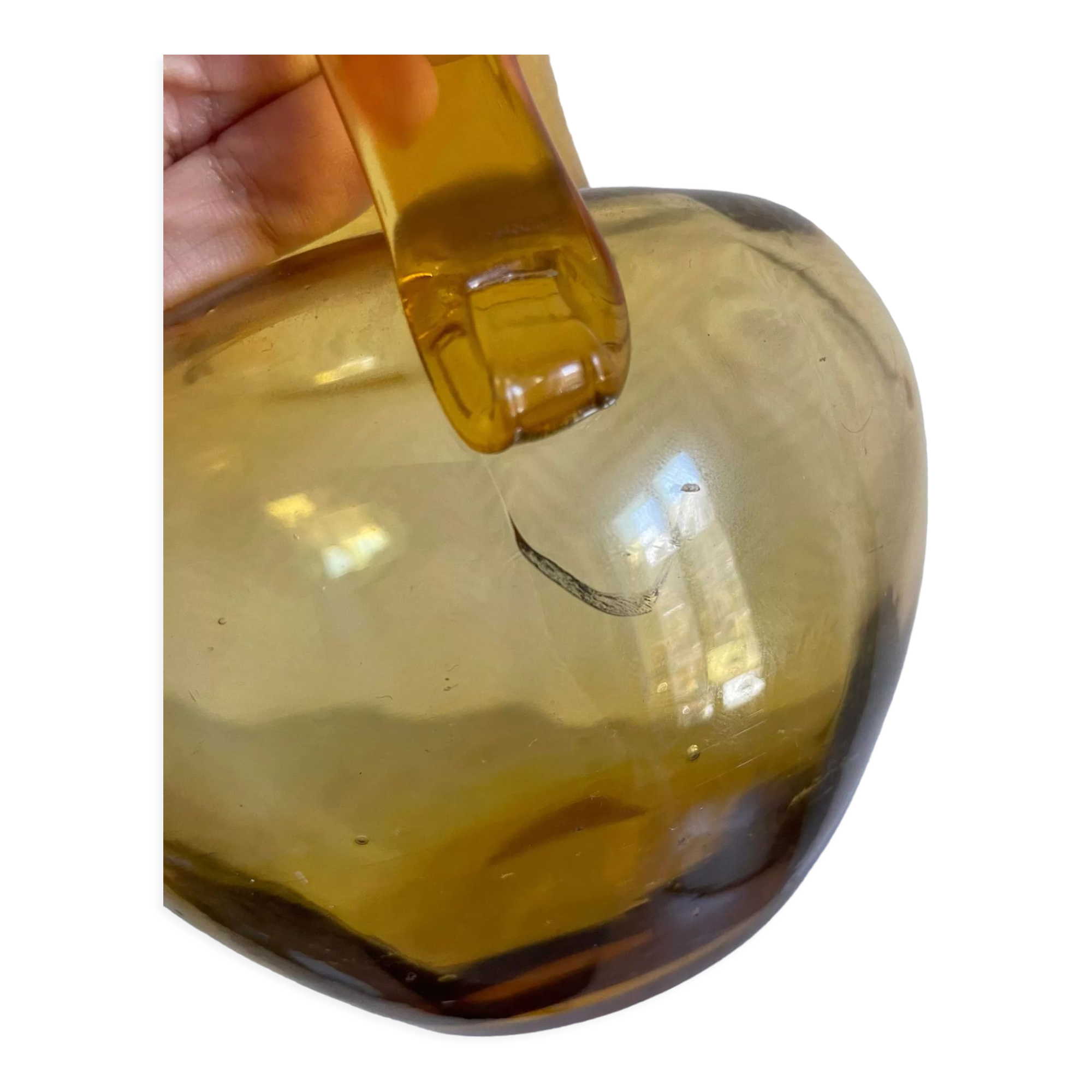 Ochre yellow blown glass decanter
