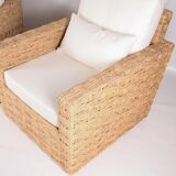 Paire de fauteuils en jonc tressé