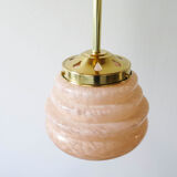 Brass opaline hanging lamp