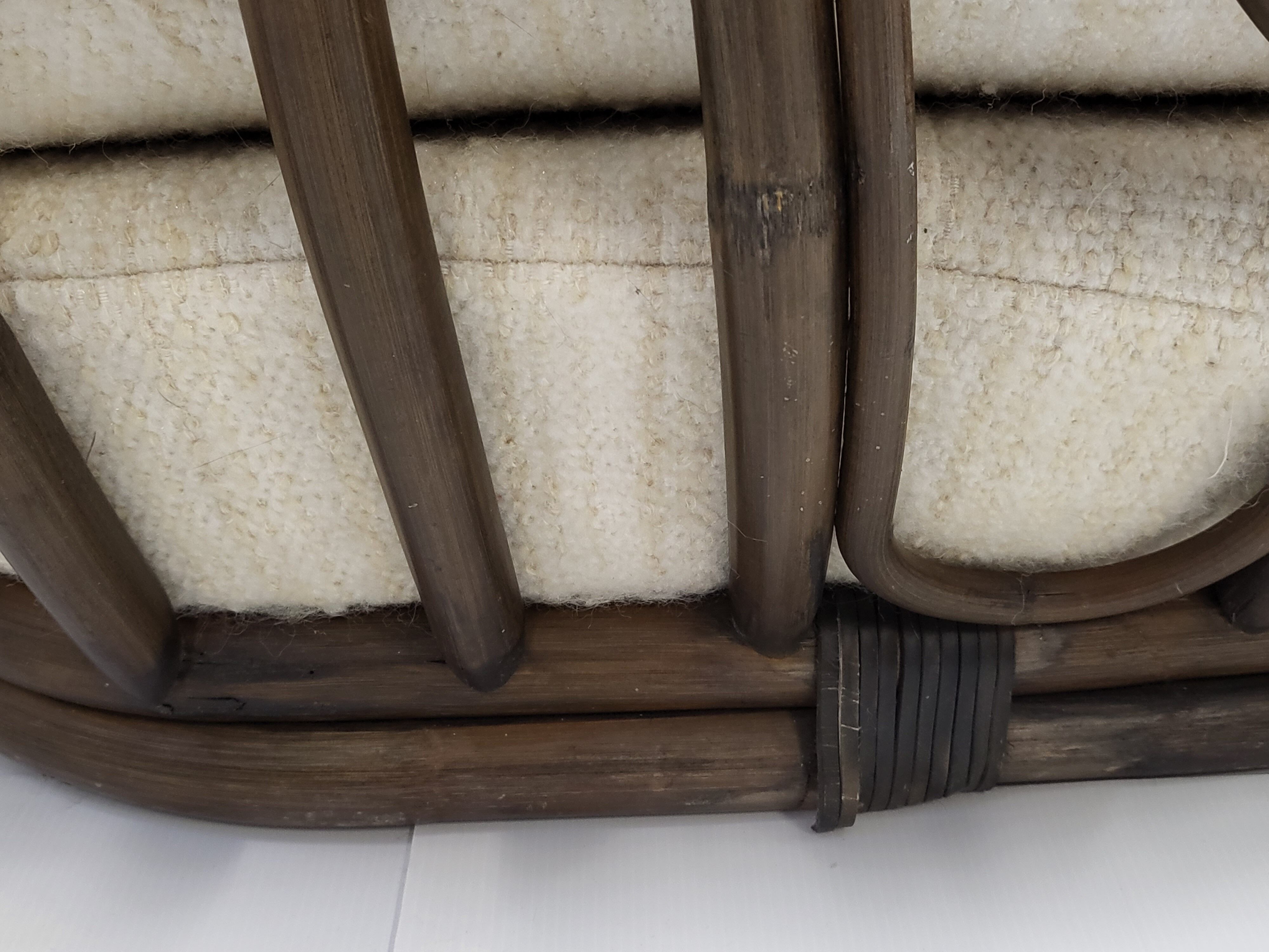 Fauteuil en rotin & laine vintage