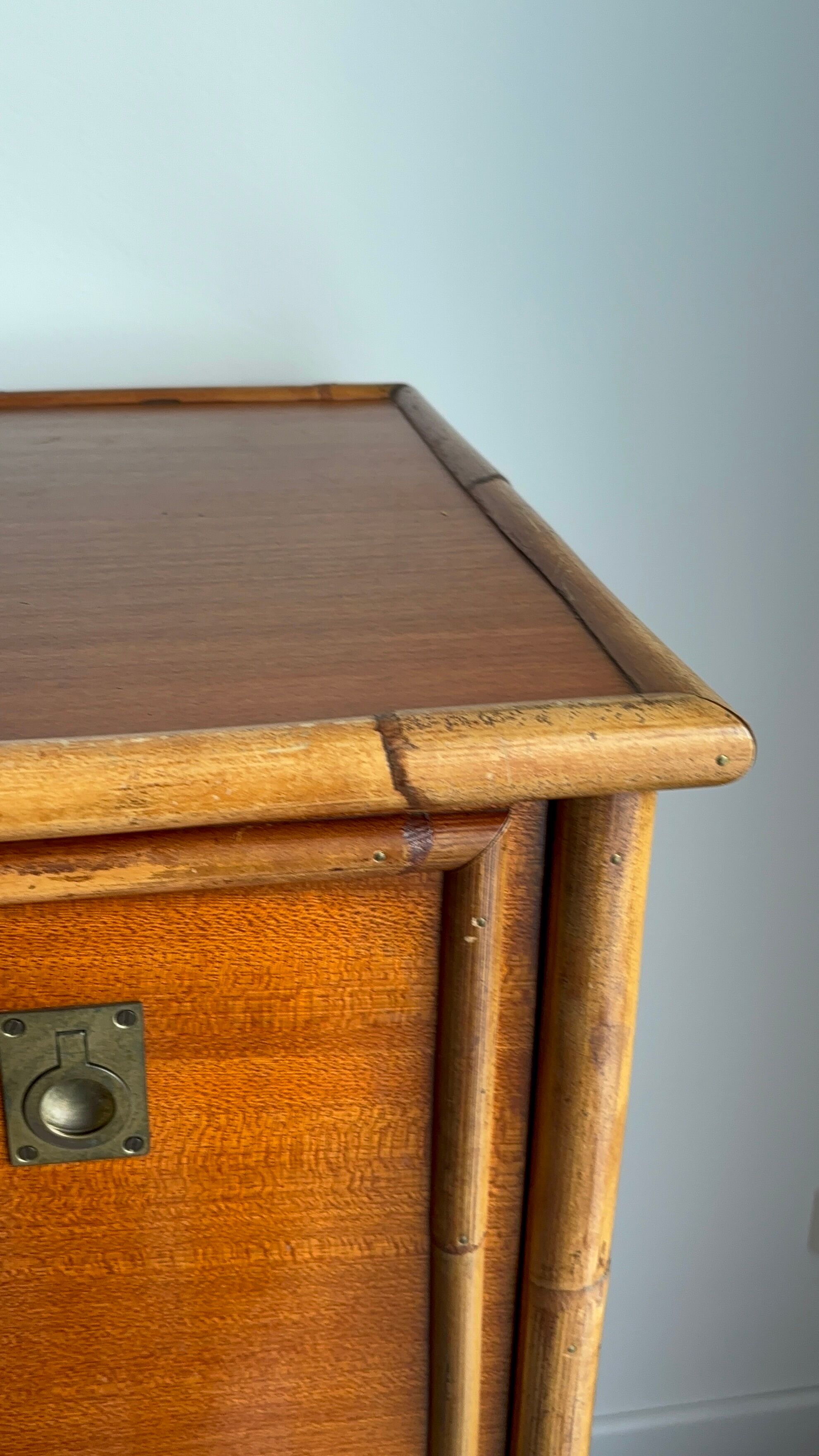 Commode dalvera 1970 meuble bar bambou et bois