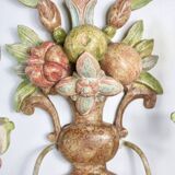 Pair of Italian hand-carved and painted wooden sconces