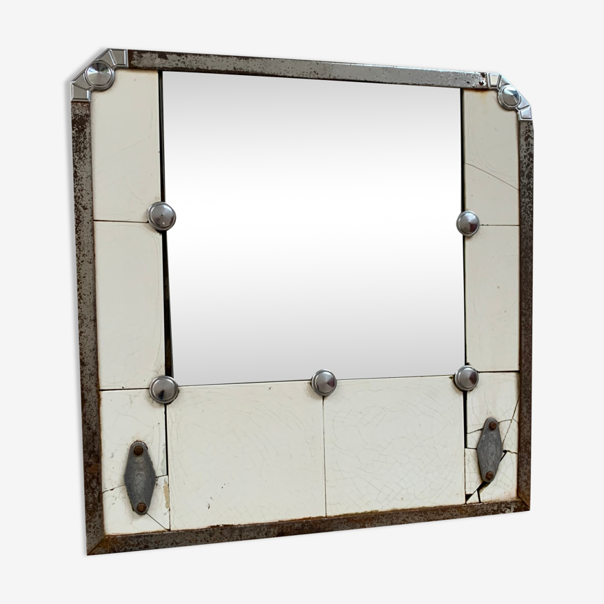 Miroir ancien piqué carrelages 46x46cm | Selency