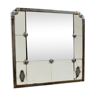 Antique stitched mirror / tiles  46x46cm