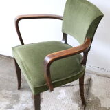 Dark wood and green velvet bridge chair
