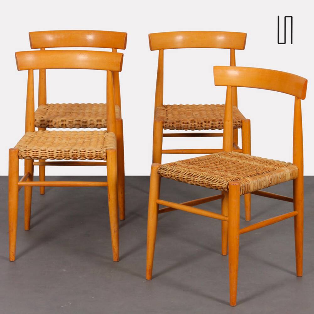 Set of 4 vintage wooden chairs produced by Krasna Jizba, 1960