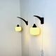 Set Of Single-Arm Wall Lamps In Teak And Opaline Glass By Uno & Östen Kristiansson For Luxus, Sweden 1960S