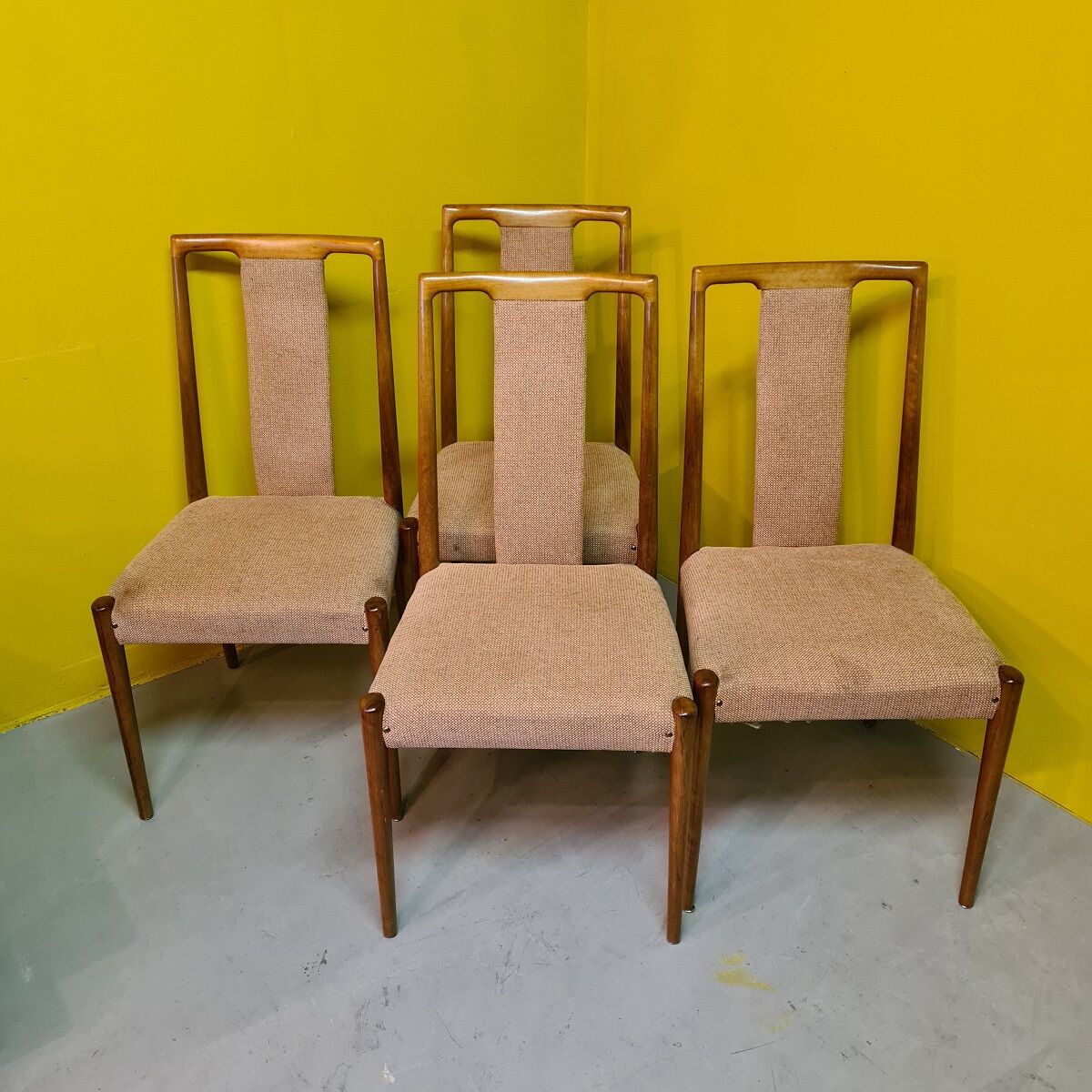 4 Vintage Teak Dining Chairs, 1950-60s