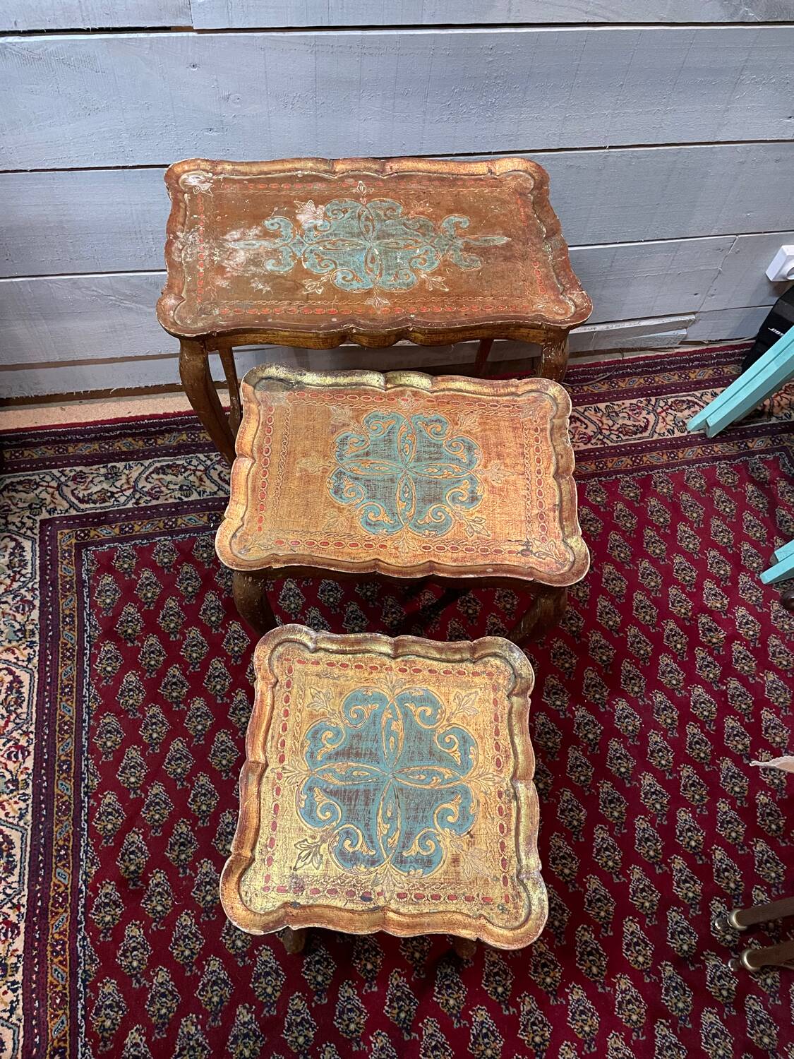 Vintage Italian gilded wood nesting coffee table