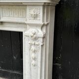 Louis XVI Style Fireplace in White Carrara Marble Circa 1880