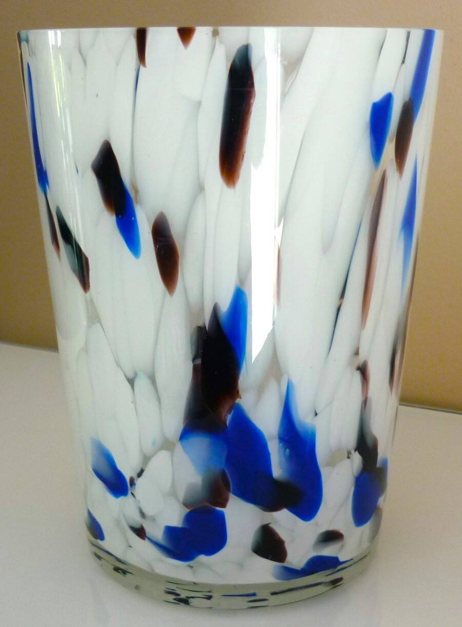 Large blown glass vase, speckled, thick, 70s/80s Murano design