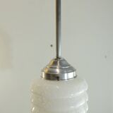 Vintage pendant light in white speckled opaline glass