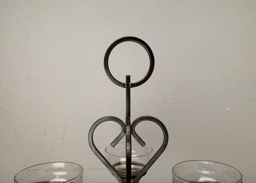 Bougeoir danois en métal et verre, années 1960
