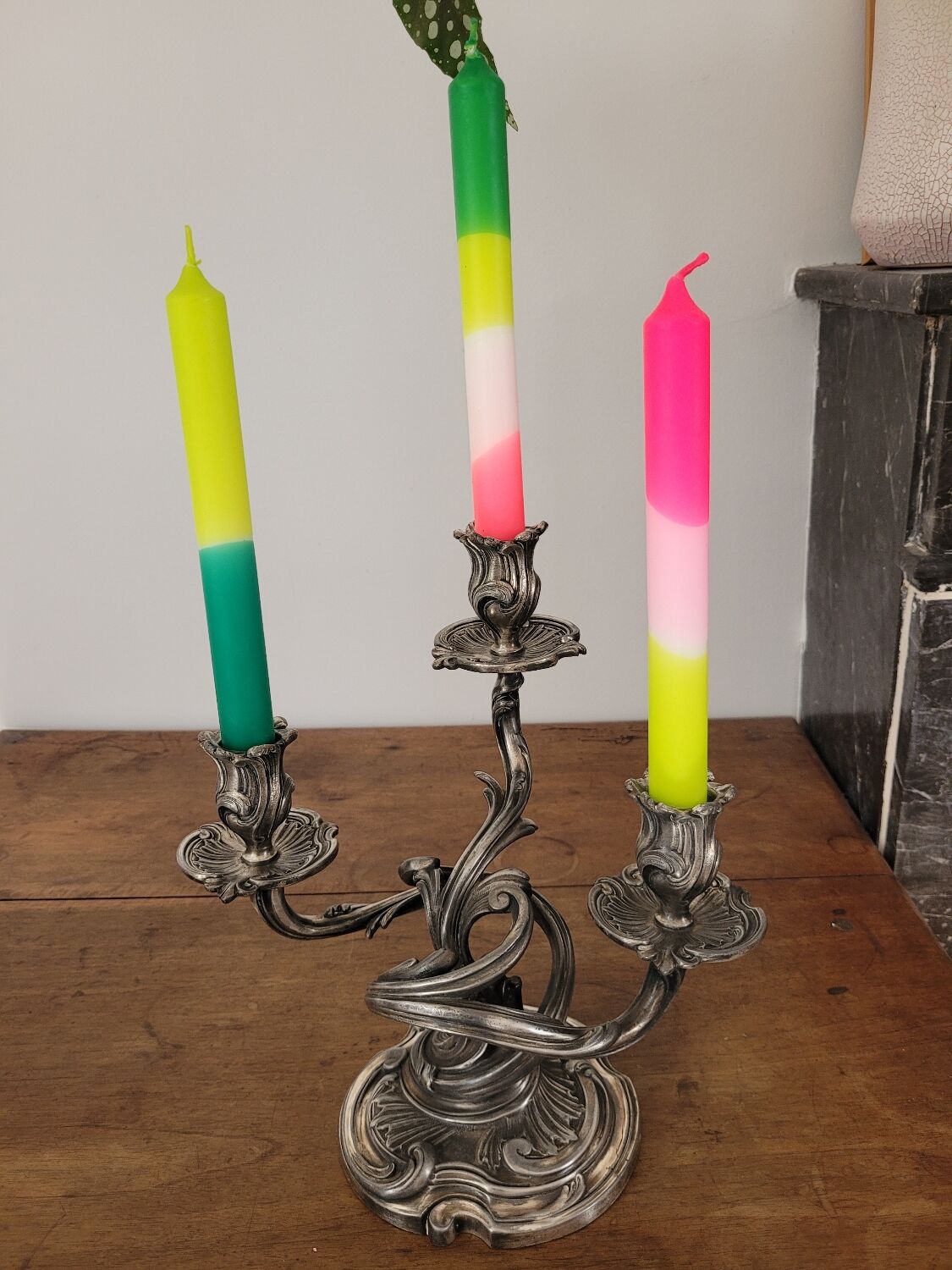 Candelabrum / Chandelier with 3 lights by Saglier Frères