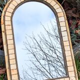 Miroir artisanal vintage en os et laiton 32x47cm