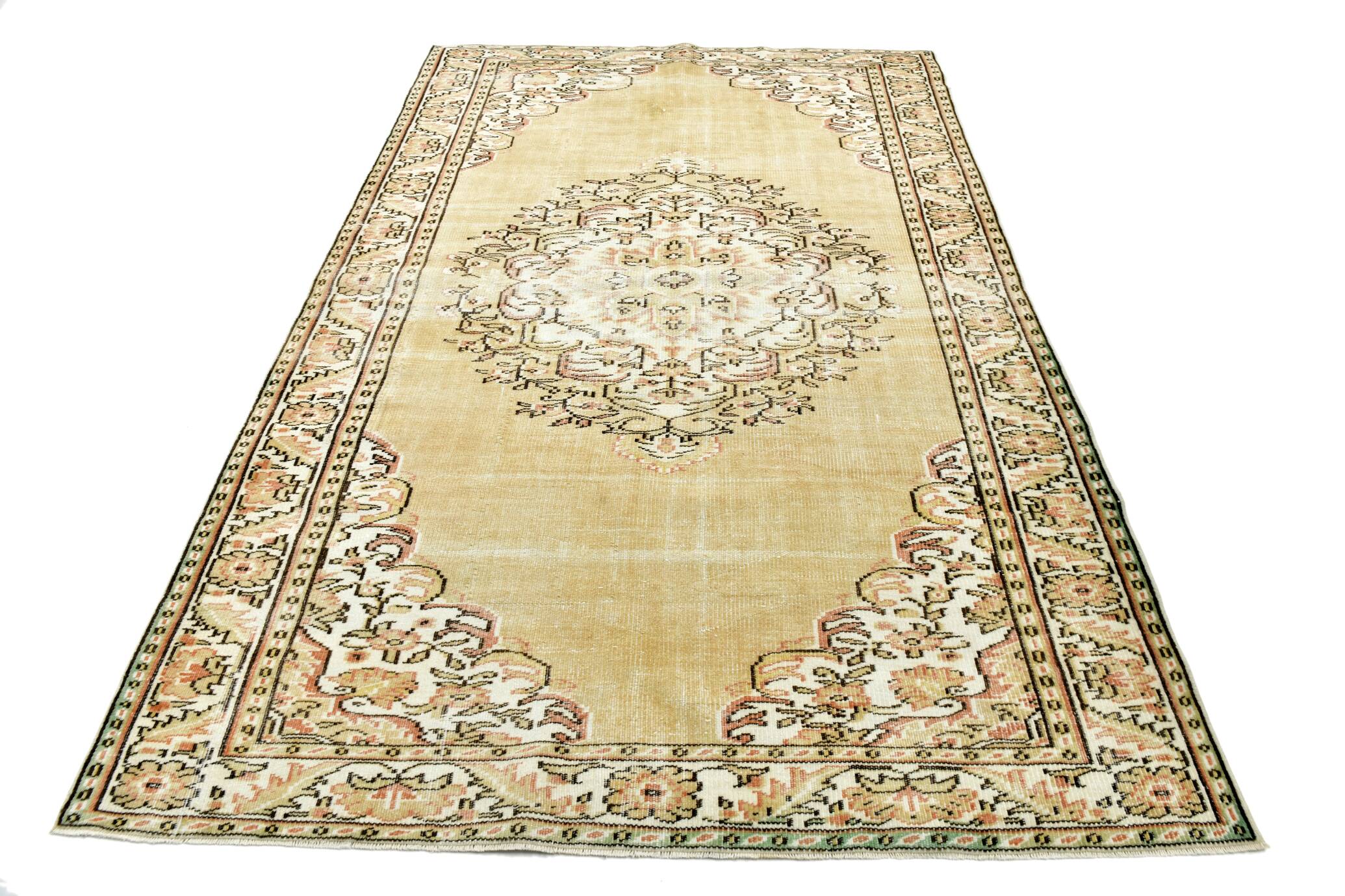 Mustard & Green Handmade Vintage Rug, 184x282Cm