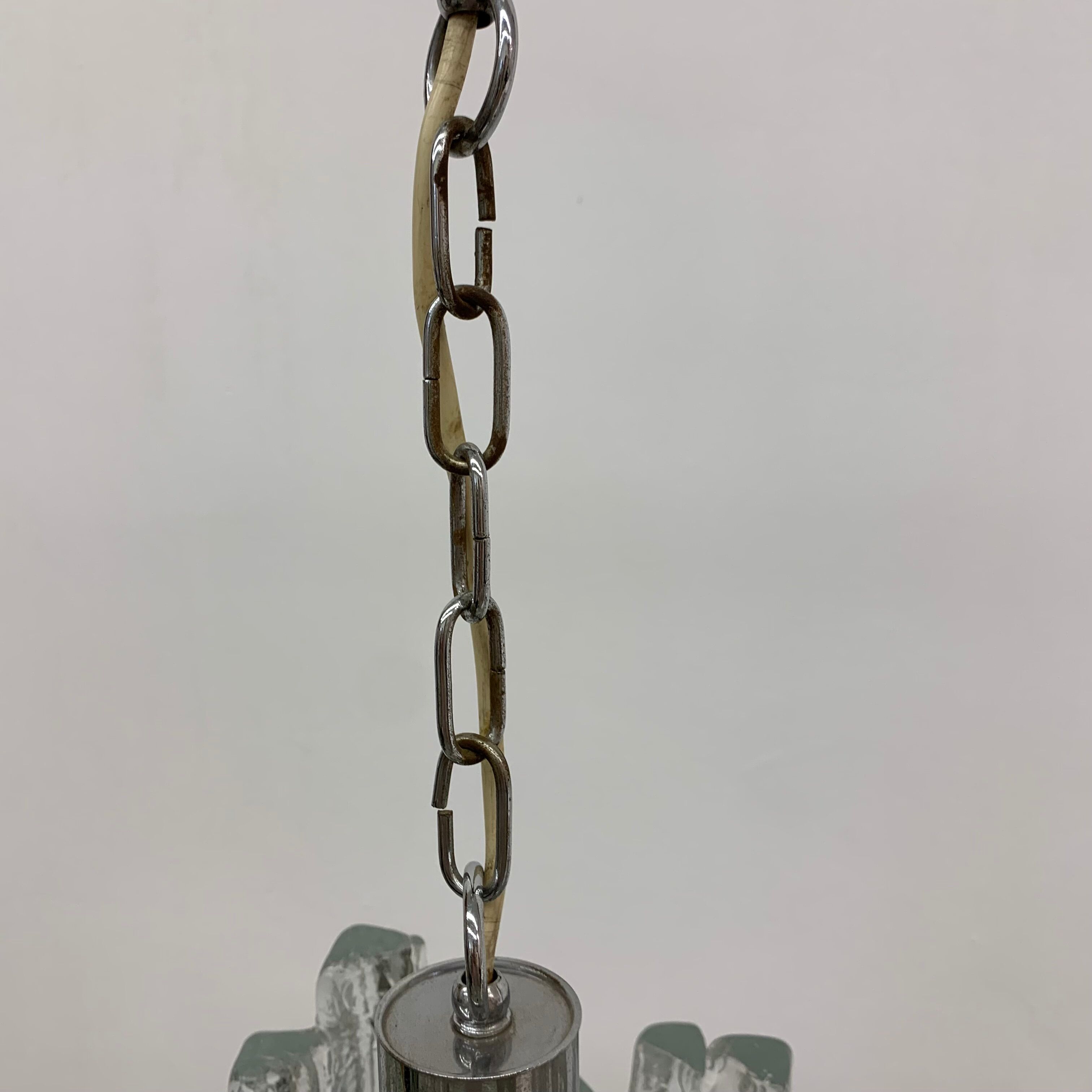 Hanging lamp in Frosted Ice Glass by J. T. Kalmar for Kalmar Franken KG, 1960s