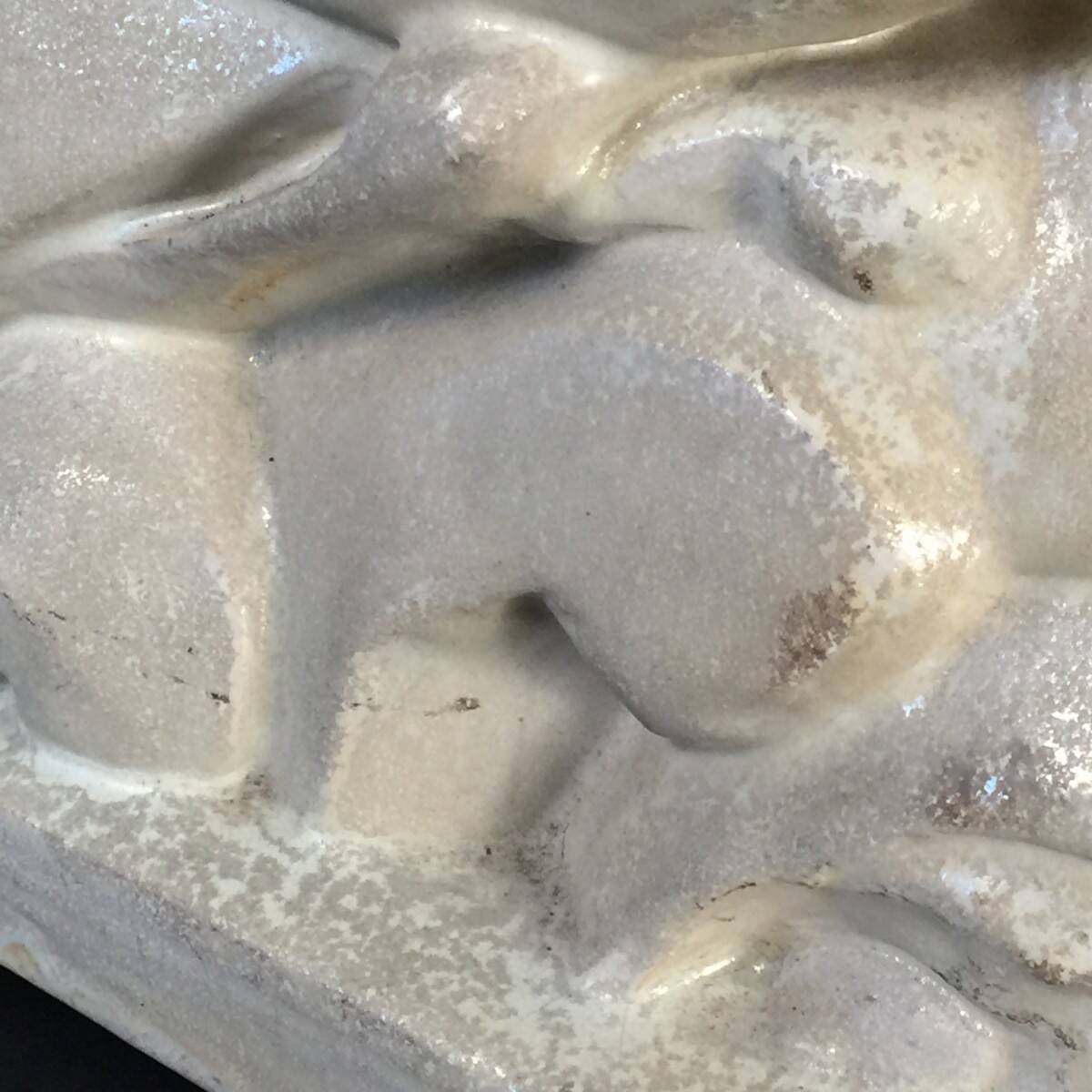 Salt-glazed stoneware sculpture, Roger Guérin, stylised fish, Art Deco