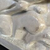 Salt-glazed stoneware sculpture, Roger Guérin, stylised fish, Art Deco