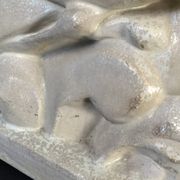 Salt-glazed stoneware sculpture, Roger Guérin, stylised fish, Art Deco