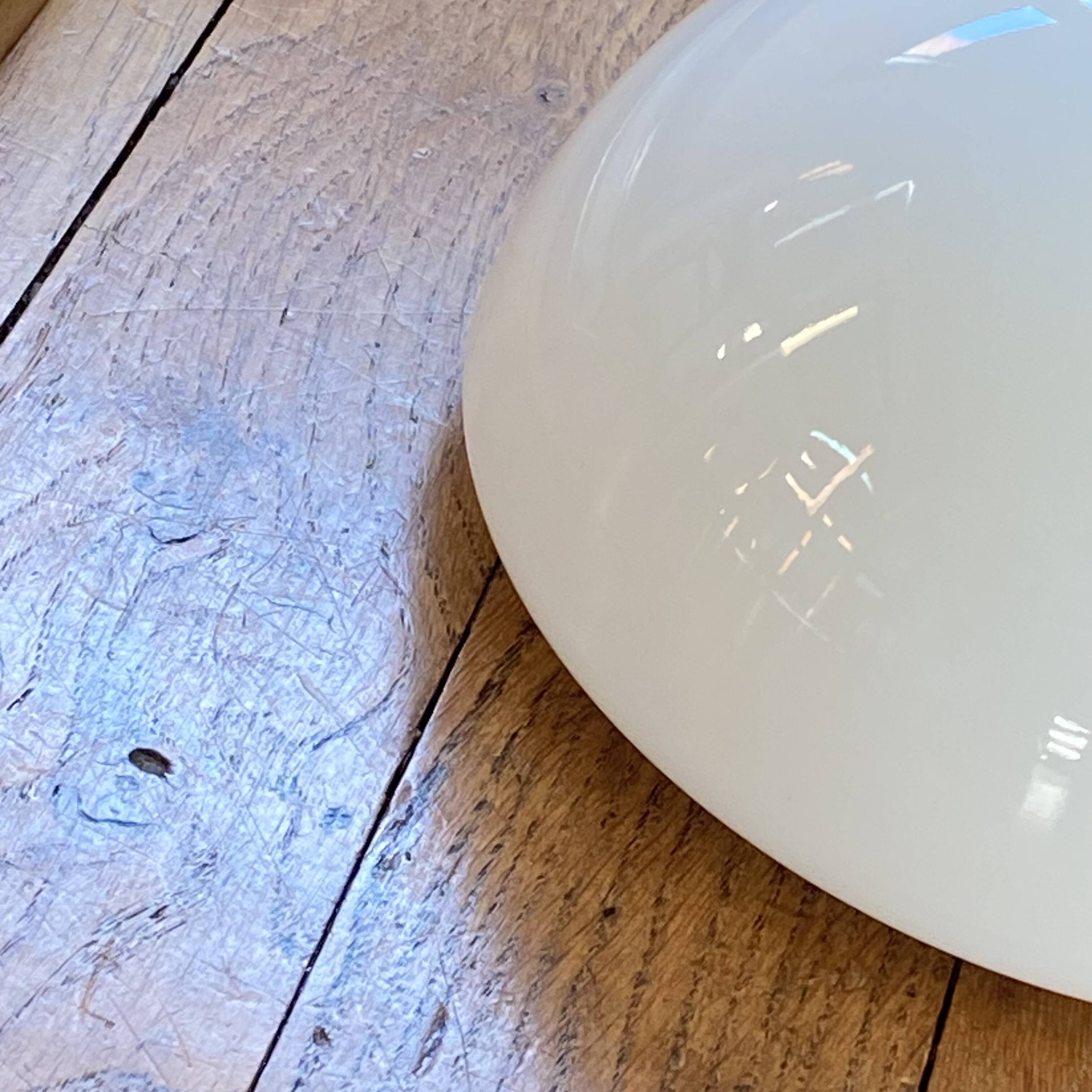 Small antique ceiling light or half-moon wall sconce 16 cm white glass