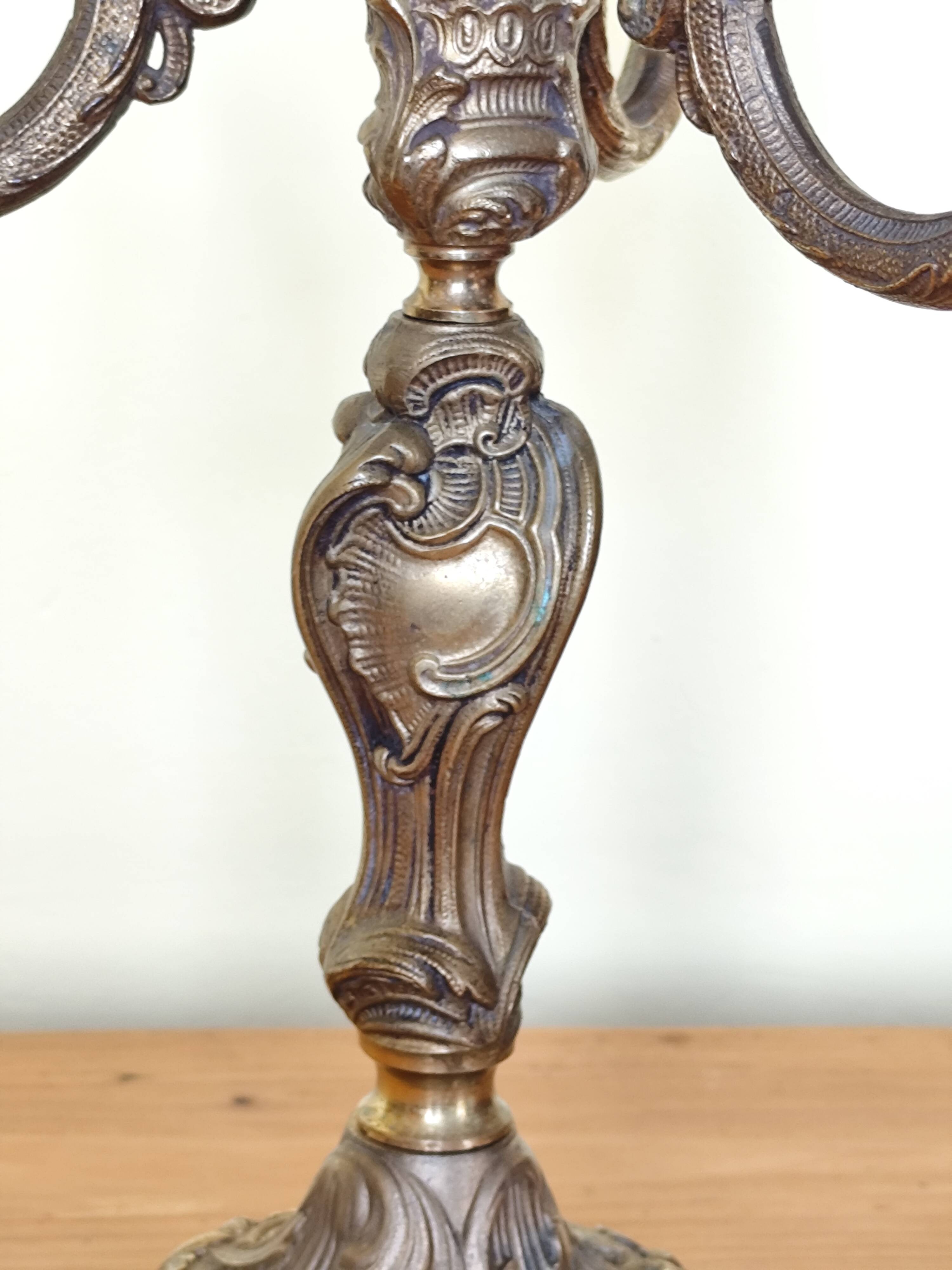 bronze 3-light chandelier, rococo style desk lamp