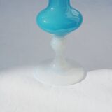 Vase soliflore opaline bleu vintage