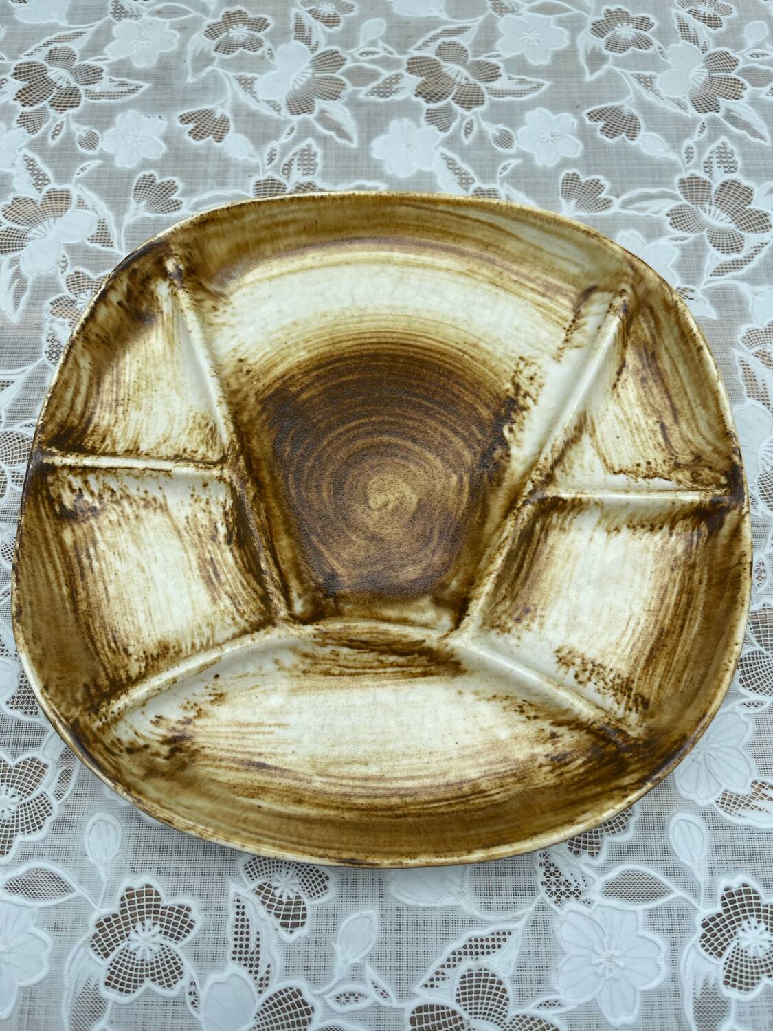 6 Longchamp Fondue Plates – 22 cm – Vintage Enameled Stoneware