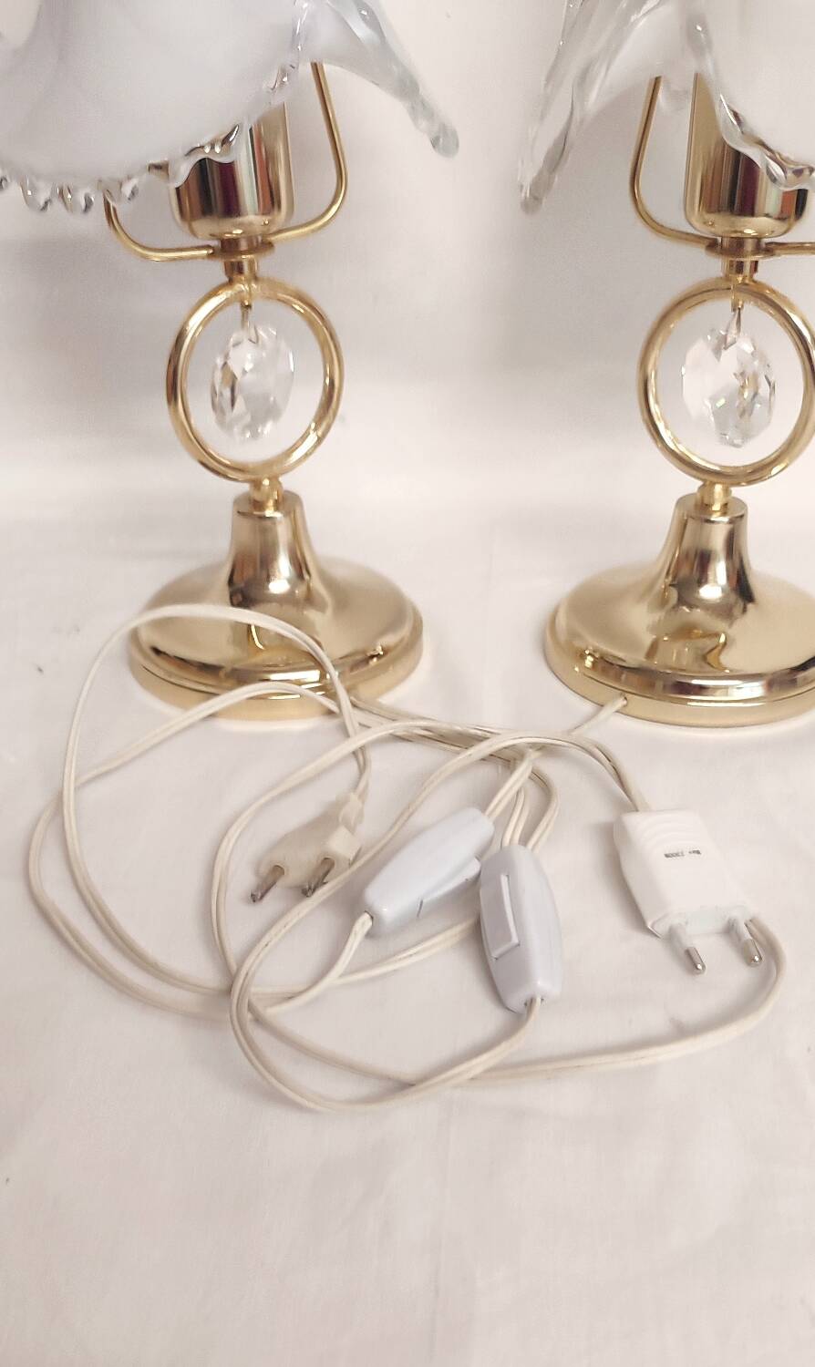 Par de lámparas de mesa de cristal de Murano. Italia,1970s.