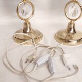 Par de lámparas de mesa de cristal de Murano. Italia,1970s.