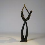 Tanned sculpture, "dancing couple". Signed M.N