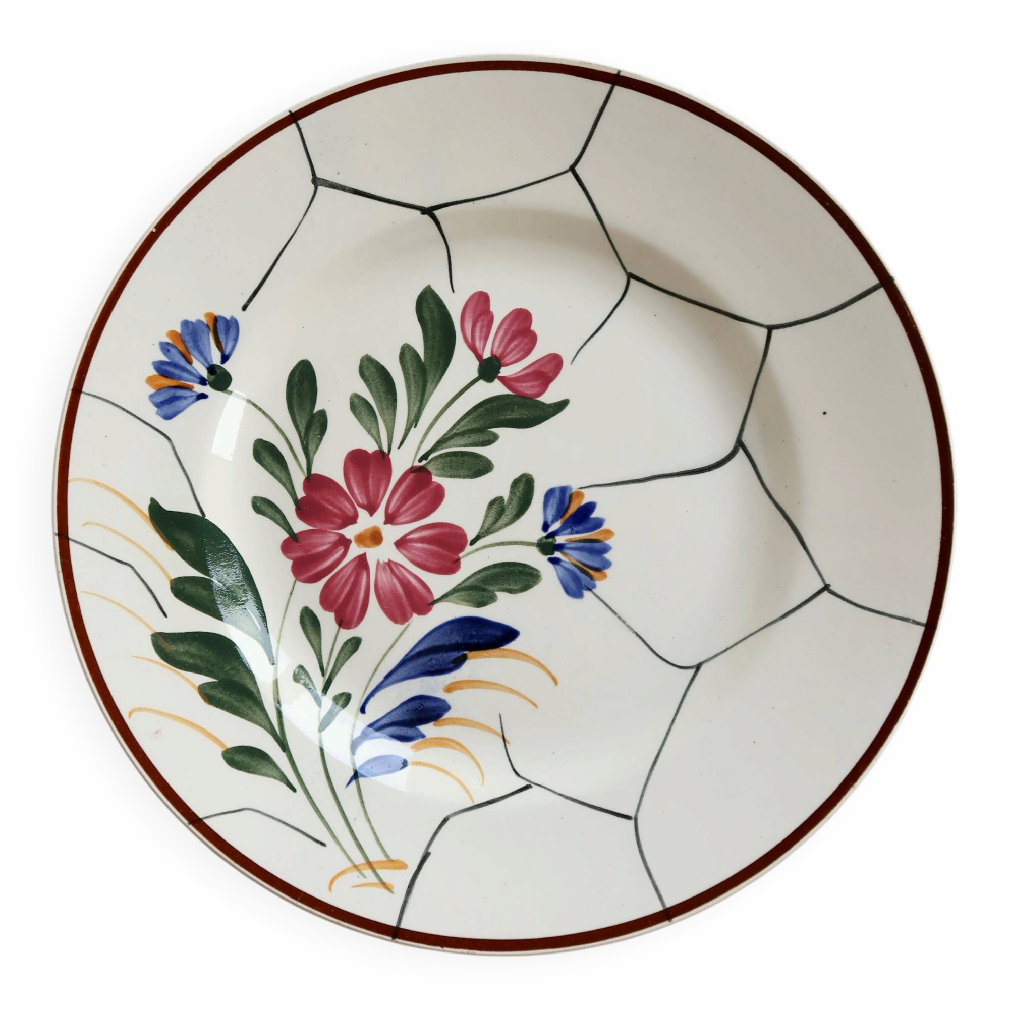 Vintage faience compote from Saint-Amand, model Maurice – Floral decoration