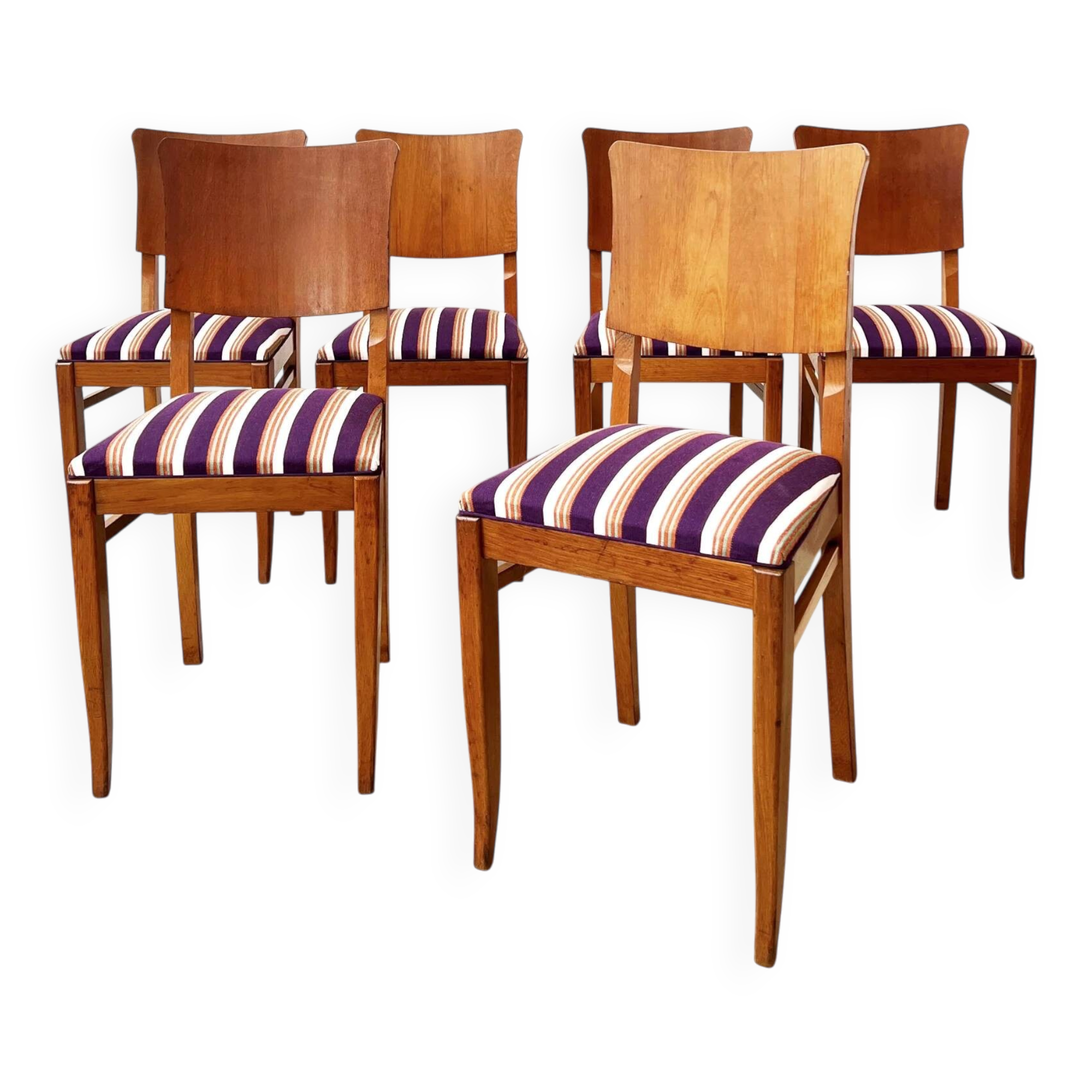 6 striped fabric chairs from the 1950s