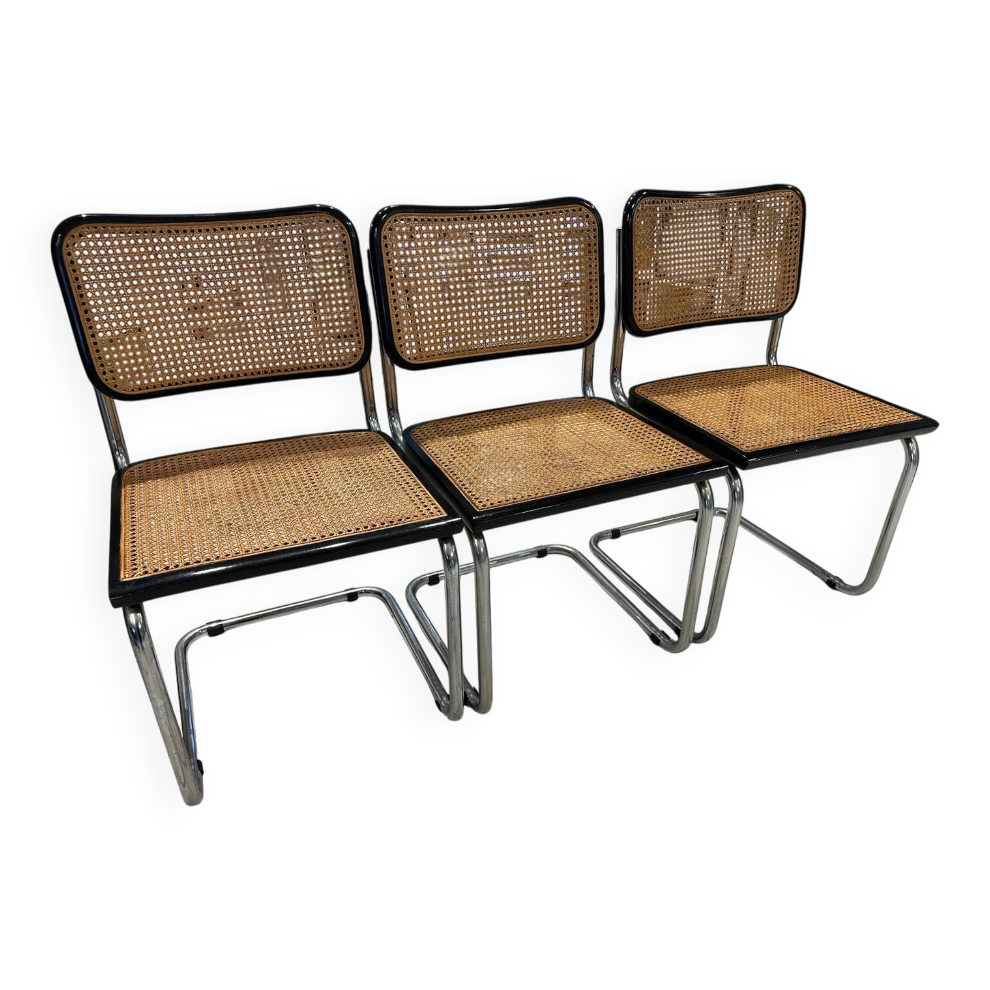Set of 3 Cesca B32 chairs by Marcel Breuer, 1984.