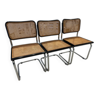 Set of 3 Cesca B32 chairs by Marcel Breuer, 1984.
