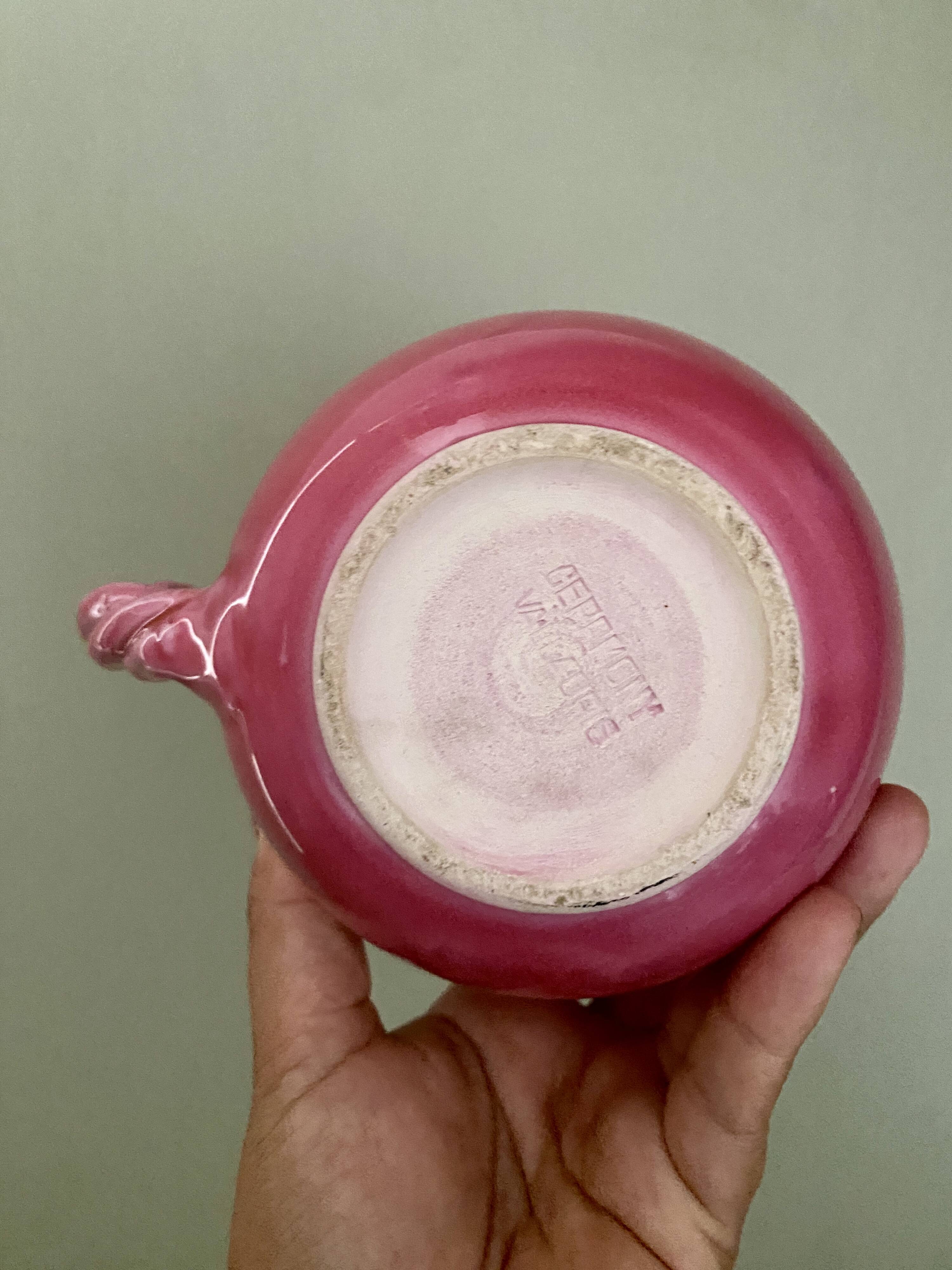 Vintage pink ceramic pitcher Vallauris