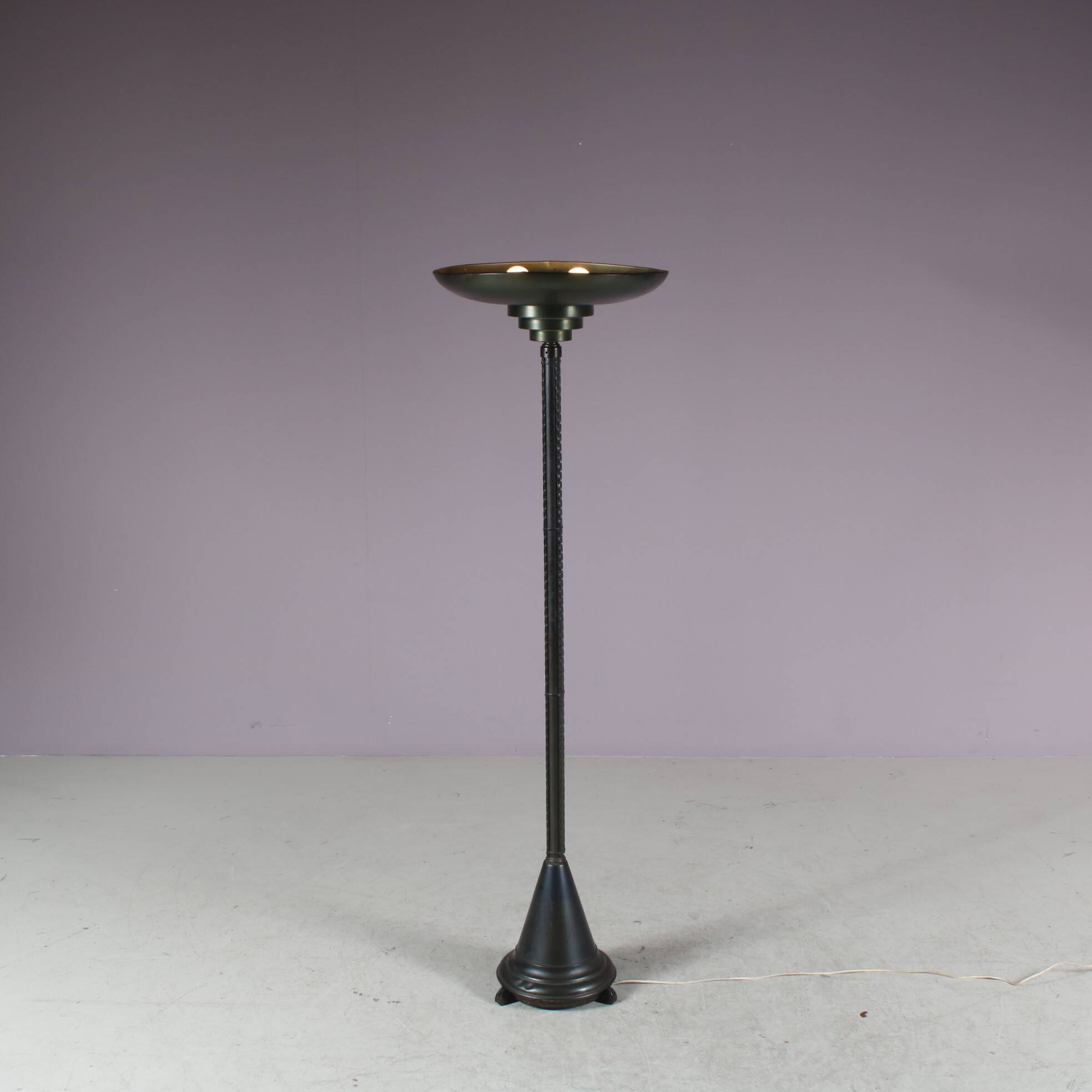 1930s Uplighter floor lamp in Amsterdamse School style, Netherlands