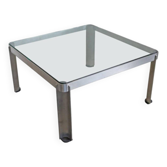Osvaldo Borsani for Tecno, Steel and Thick Crystal Coffee Table Mod. T113, 1975