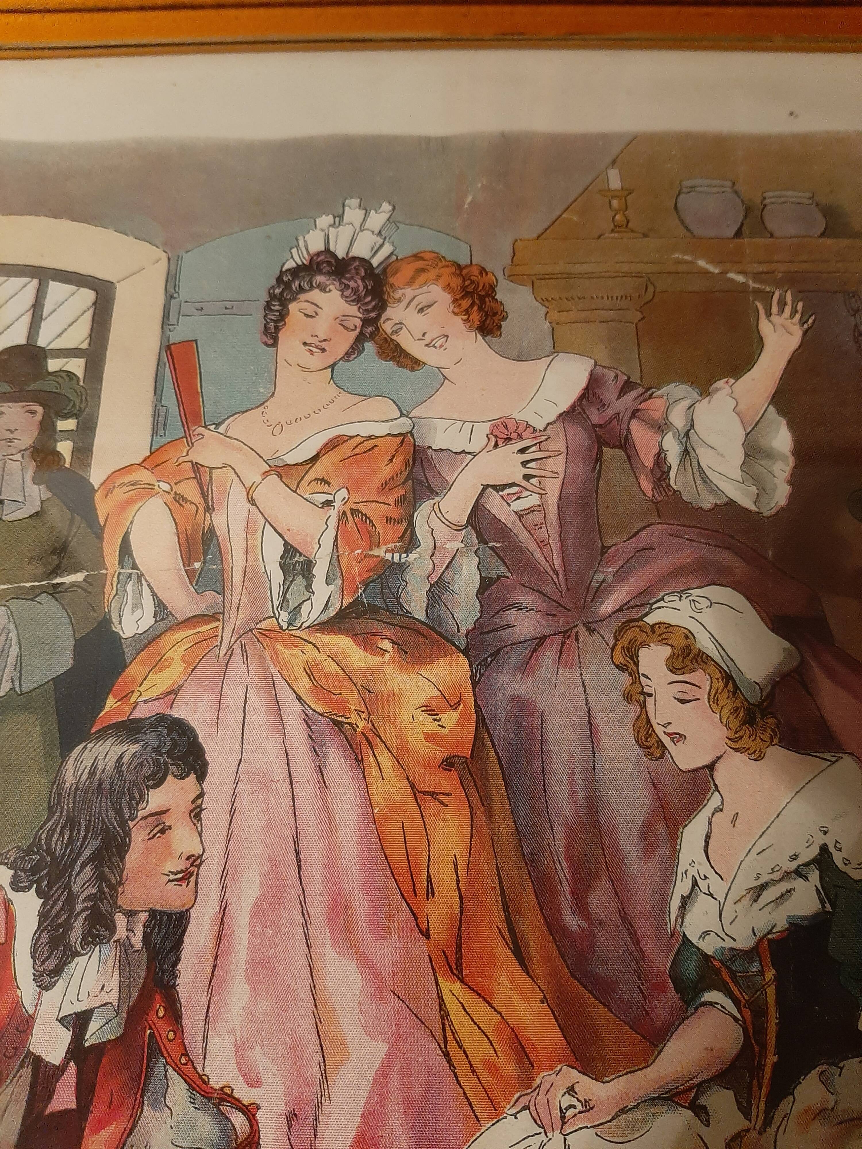 3 old Cinderella illustrations framed under glass