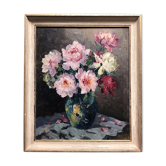 Tableau ancien "les pivoines" signé h.dow