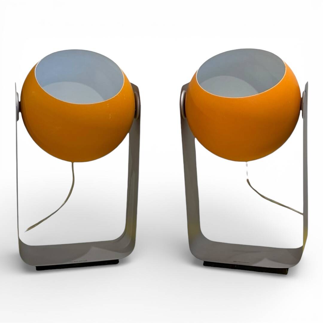 Pair of Space Age eyeball orange lamps by Massive Belgium