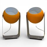 Pair of Space Age eyeball orange lamps by Massive Belgium