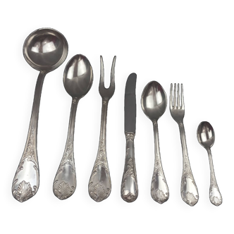 Housewife 51 pieces model marly rocaille louis XV silver metal tbe