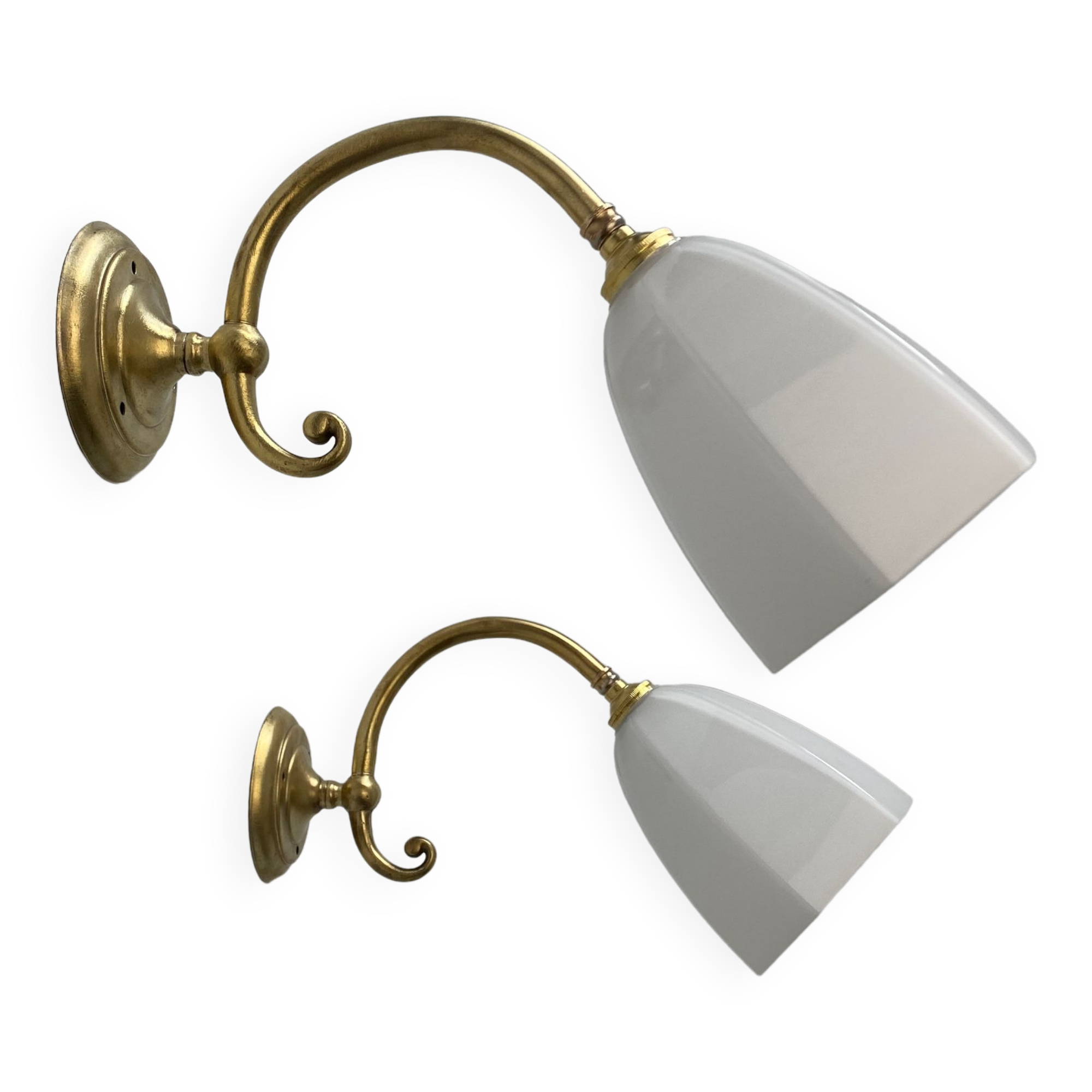 Pair of vintage opaline antique wall lamps