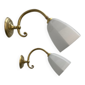 Pair of vintage opaline antique wall lamps