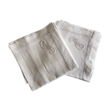 Pair of pillowcases embroidered linen old