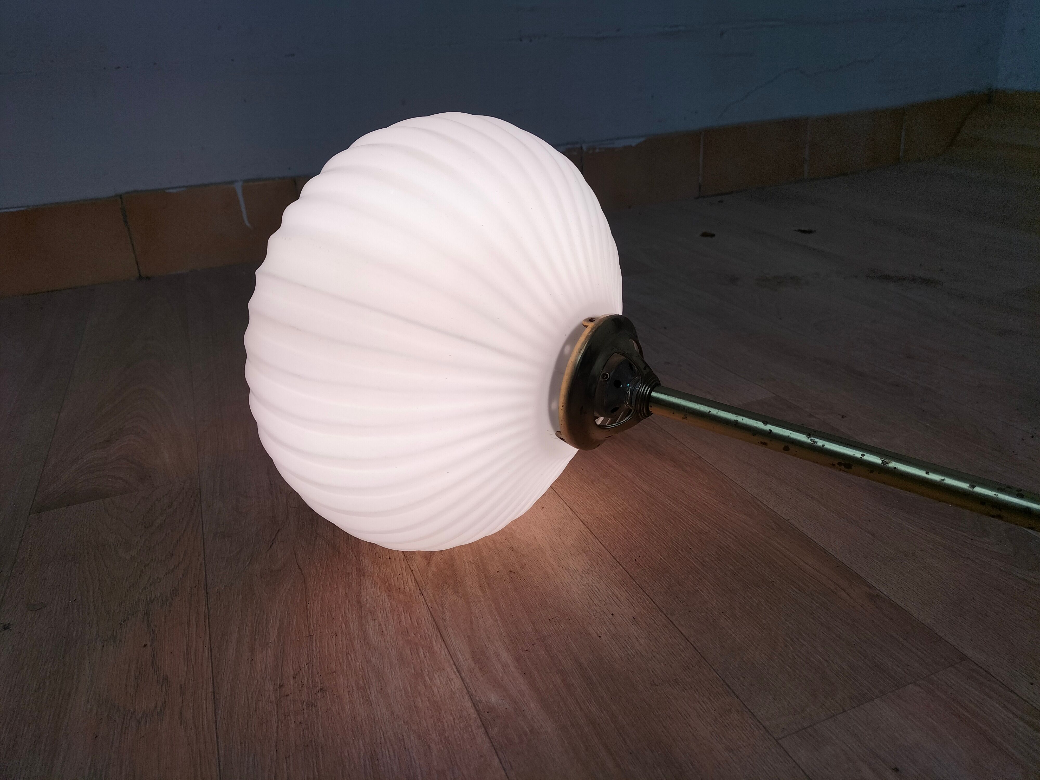 Pair brass and glass chandeliers