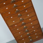 Very Tall Dutch Art Nouveau Walnut Apothecary Cabinet Barber Cabinet, 1900s