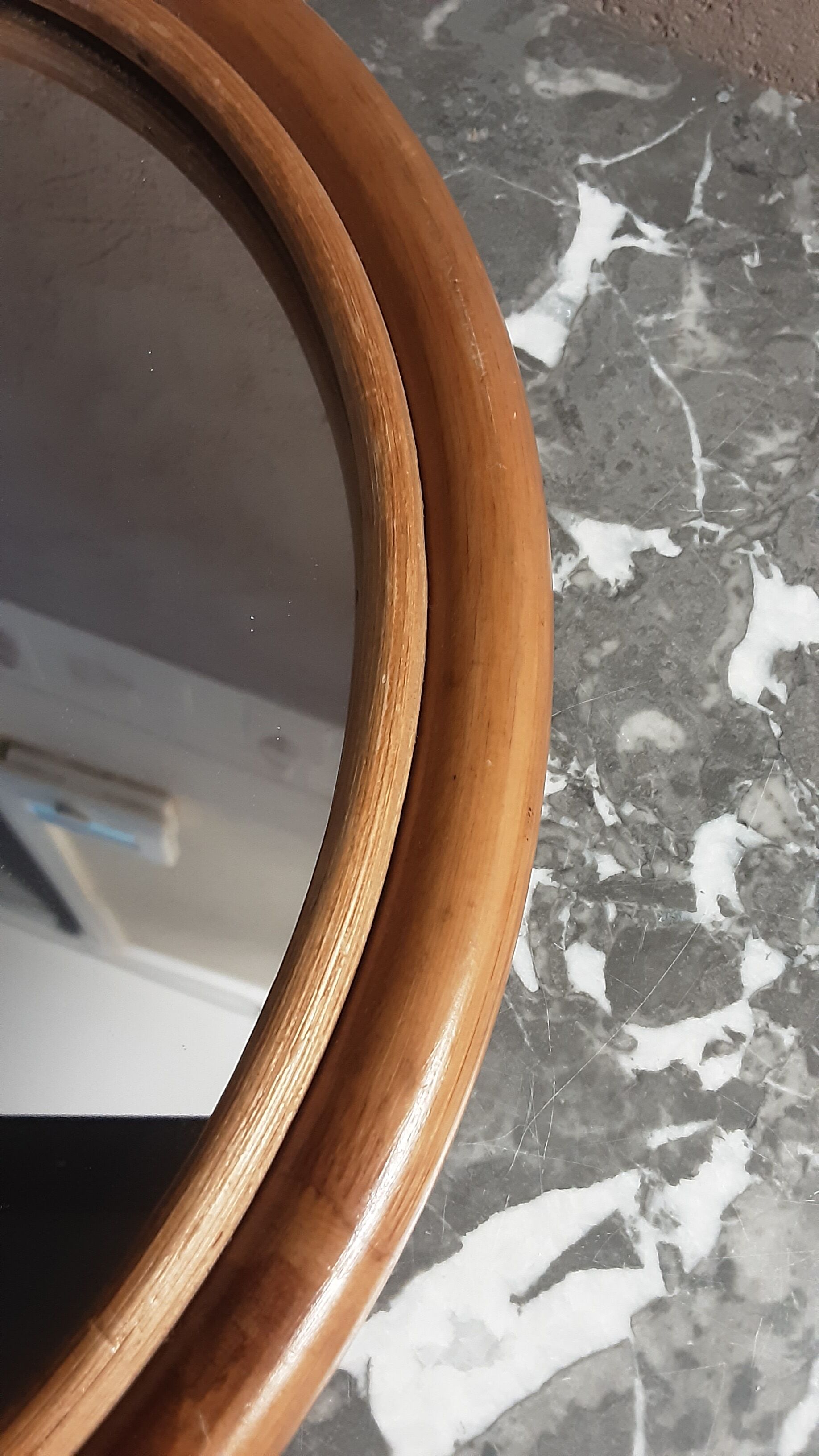 Hand-faced mirror - rattan - year 70